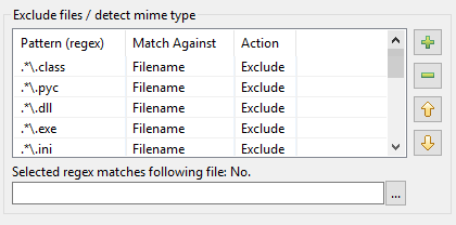 Mustertabelle aus DocFetcher, viele Einträge