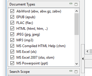 Panneau Types de documents