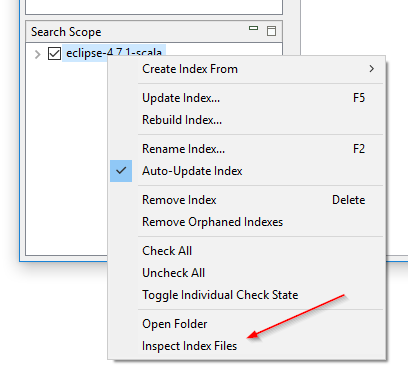 Afficher les fichiers d'index