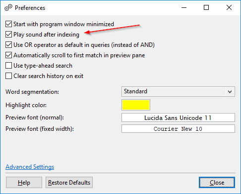 Playing a sound after indexing