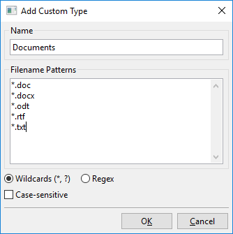 "Aangepaste type toevoegen"-dialoog