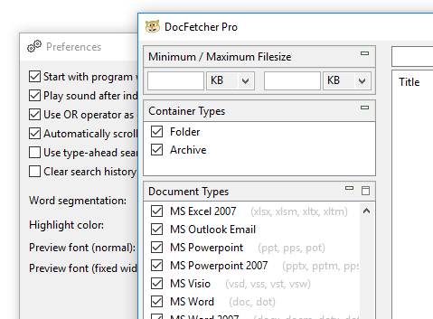 Non-modal preferences dialog